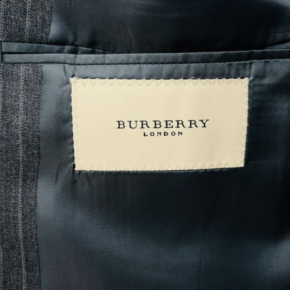 BURBERRY London Men’s 100% Wool Two Vents Stripe Grey Blazer Size 42 Long USA - Picture 9 of 14